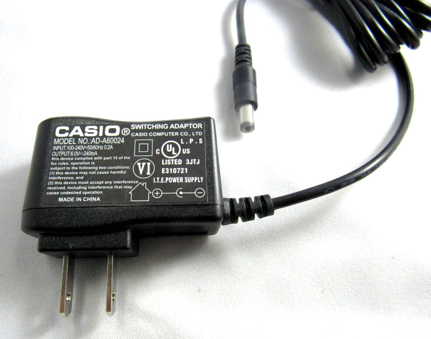 *Brand NEW*Casio 6V 240mA AC Switching Adaptor Model AD-A60024 Plug In Supply Cord - Click Image to Close